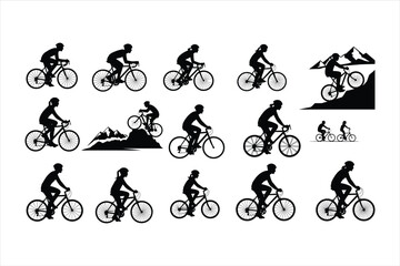 Naklejka premium set of silhouettes of cyclist