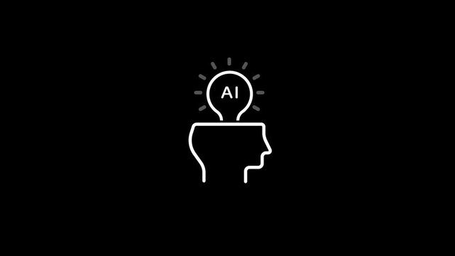 Creative Thinking Line Icon. Light bulb in Human Head Linear Pictogram. Innovation Science Idea Outline Sign animation concept .