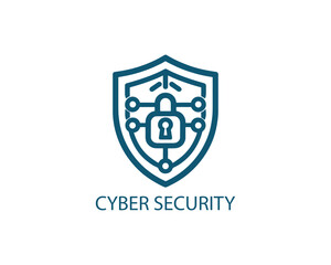 Obraz premium Cyber security flat logo vector data protection lock symbol