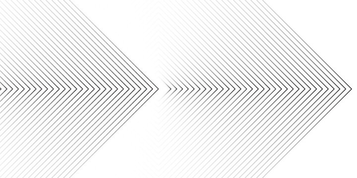 Black halftone arrow pattern. Repeated fading triangle gradation background. Arrows pointing to center direction backdrop. Vector thin to thick speed line concept texture for poster, banner, cover