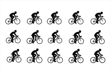 Obraz premium set of silhouettes of cyclist