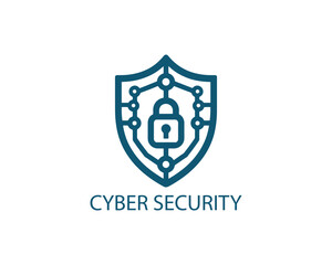Obraz premium Cyber security flat logo vector data protection lock symbol