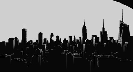 Obraz premium New York City Skyline Silhouette at Dusk