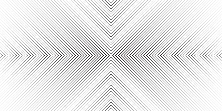 Black halftone arrow pattern. Repeated fading triangle gradation background. Arrows pointing to center direction backdrop. Vector thin to thick speed line concept texture for poster, banner, cover