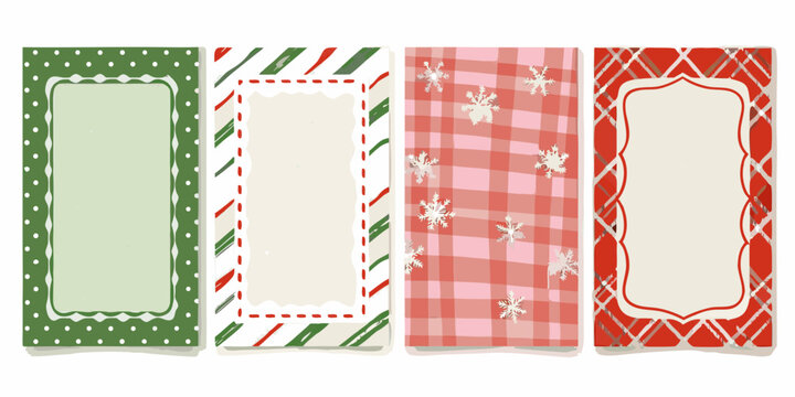 Four rectangular patterned frames with blank spaces for text or images