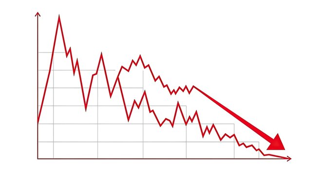 Graph showing downward trend with fluctuations over time period