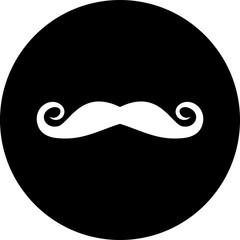 Minimal Mustache Icon Vector, Classic Gentleman Moustache Symbol, Retro Barber Style Facial Hair Logo Design, Simple Black Line Vintage Hipster Emblem for Grooming Branding with transparent background