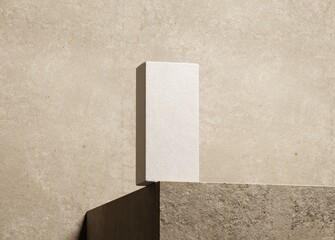 White Packaging Box Mockup with Natural Shadow Overlay on Textured Surface