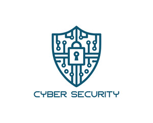 Naklejka premium Cyber security flat logo vector data protection lock symbol