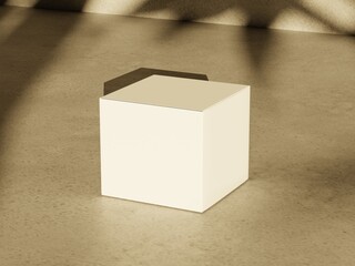 White Packaging Box Mockup with Natural Shadow Overlay on Textured Surface