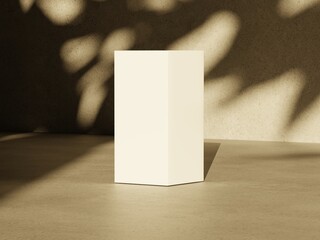 White Packaging Box Mockup with Natural Shadow Overlay on Textured Surface