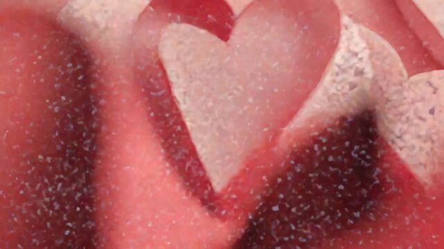 Valentines Day elegant celebration background with heart inspired shapes gentle shadows and vibrant love themed text bright studio illumination