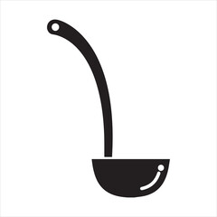 Black silhouette of a kitchen ladle for serving hot soup or stew