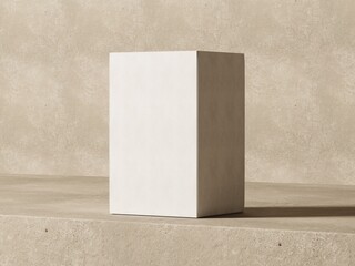 White Packaging Box Mockup with Natural Shadow Overlay on Textured Surface