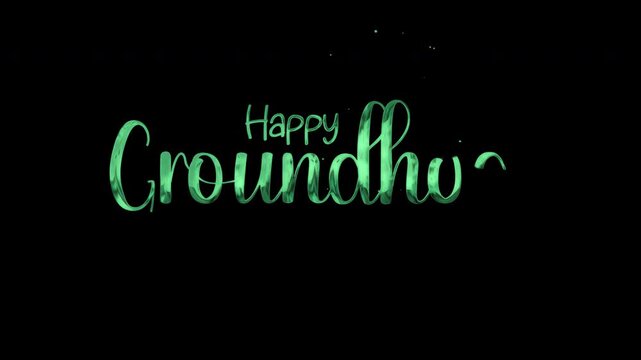 Happy groundhog day design in shiny green on black. Perfect for social media posts, event promotions, greeting cards, and presentations.