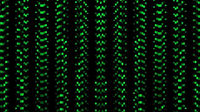 Digital code streams flowing downwards in a futuristic matrix on a black background viewed from directly above