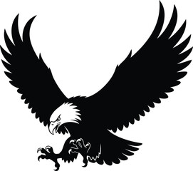 Screaming bald eagle in aggressive pose, wings spread wide