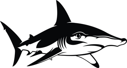 Powerful hammerhead shark creature marine life graphic