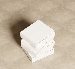 White Packaging Box Mockup with Natural Shadow Overlay on Textured Surface