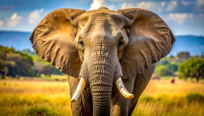 A large elephant stands in a savannah © gaclek
