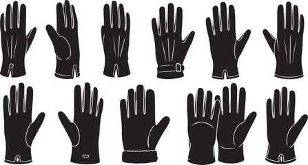 Obraz premium Collection of black gloves in various positions and styles