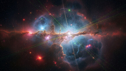 Vibrant nebula and cosmic clouds with stars