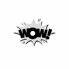 Black and white vector comic book explosion bubble with "WOW!" text. High-contrast pop art graphic for social media, marketing, and fun illustrative designs. © platipas