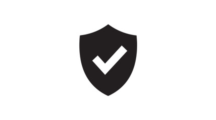 Black Shield with White Checkmark Icon Vector