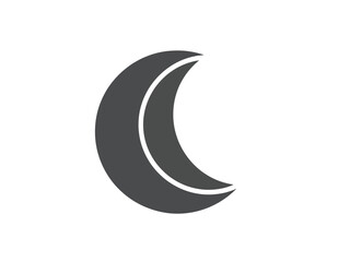 Crescent Moon Icon Simple Graphic Design.