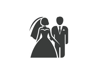 Elegant Wedding Couple Icon Representing Marriage and Union.