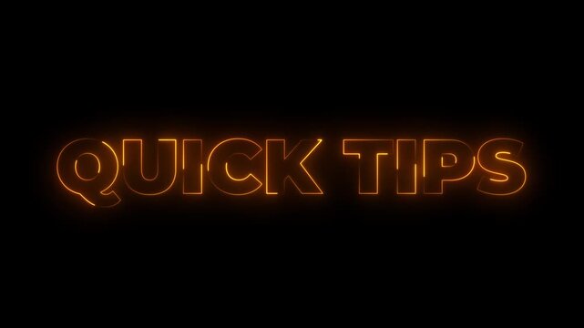 Quick tips neon sign. glowing text QUICK TIPS on dark background.