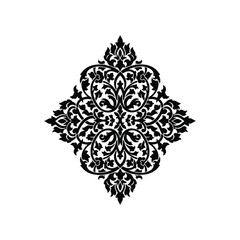 Fototapeta premium Black ornate floral pattern on white background