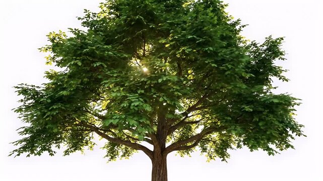 Large tree with green leaves standing.