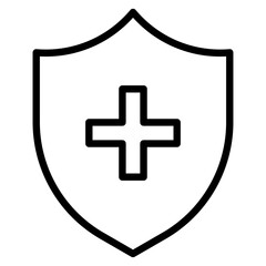Obraz premium Outline of a shield with a plus sign in the center representing protection