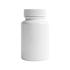 White plastic medicine bottle with screw cap isolated on transparent background