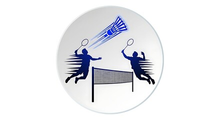 Dynamic badminton players in action on court with shuttlecock