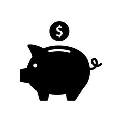 Piggy bank icon with dollar coin