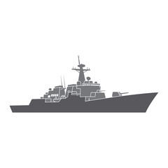 Modern Naval Warship Illustration Silhouette Design.