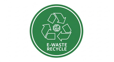 E-Waste Recycling Symbol on Green Background