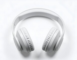 Overhead, white, modern audio device isolated on a bright white background