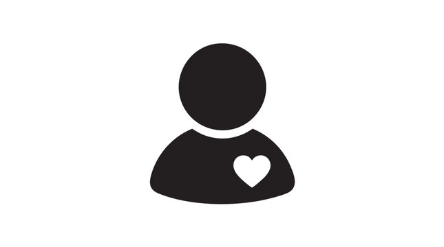 Black User Profile with Heart Icon Vector