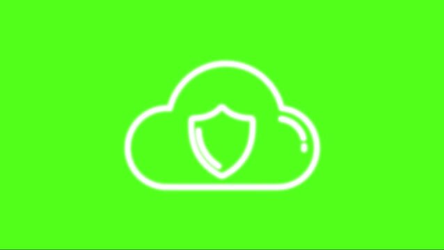 Cloud with Shield Animation on Green Background &ndash; Cloud Security, Data Protection, Cyber Safety and Secure Storage Concept Motion Graphics for Web, App and Technology Projects
