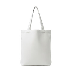 White canvas tote bag with handles isolated on transparent background