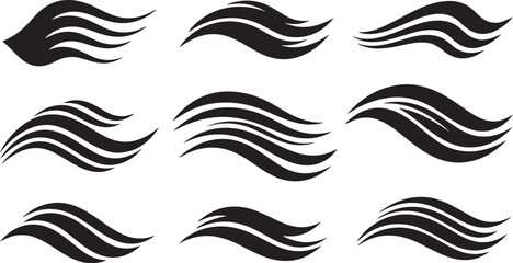 Fototapeta premium Black and white wavy line abstract design elements set