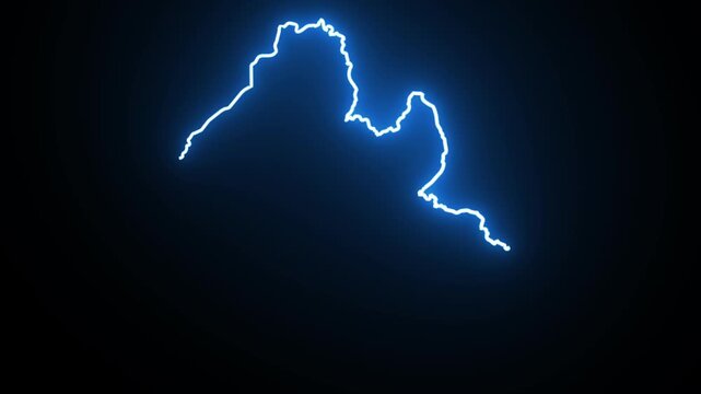 Liberia Neon Map Outline Animation,Blue & Orange Energy Border on Black Background,Glowing Neon Map Outline Animation,Blue Orange Energy Lines,Futuristic Neon Map Outline,Blue & Orange Energy Border A