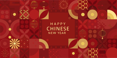 A vibrant geometric pattern celebrating the happy chinese new year © Ganesh