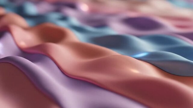cinematic abstract aesthetic video with soft blended pastel colors flowing smoothly like liquid silk. Gentle gradients of blush pink, lavender, baby blue, and warm peach merge organically in slow