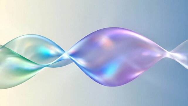 aesthetic abstract video featuring delicate prism light waves moving gracefully across the frame. Soft gradients of mint green, powder blue, lilac, and creamy white blend harmoniously.