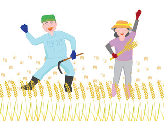 手作業で仕事をしている農家