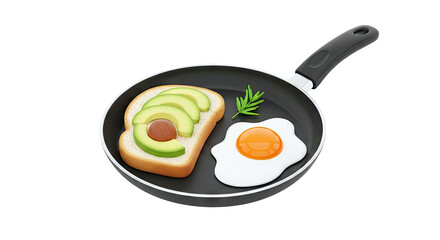 Avocado Toast and Fried Egg in Frying Pan
